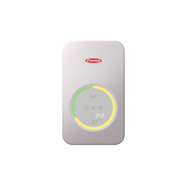 Fronius Wattpilot Flex Home 11kW laadstation met witte behuizing, digitaal display en RFID-lezers, 6 meter kabel, geschikt voor thuisgebruik