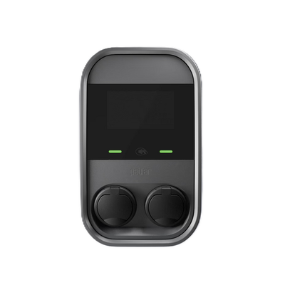 Peblar Dual 22kW laadstation met MID en socket, zwart en grijs, compact ontwerp voor elektrische voertuigen, geschikt voor EV laadstations